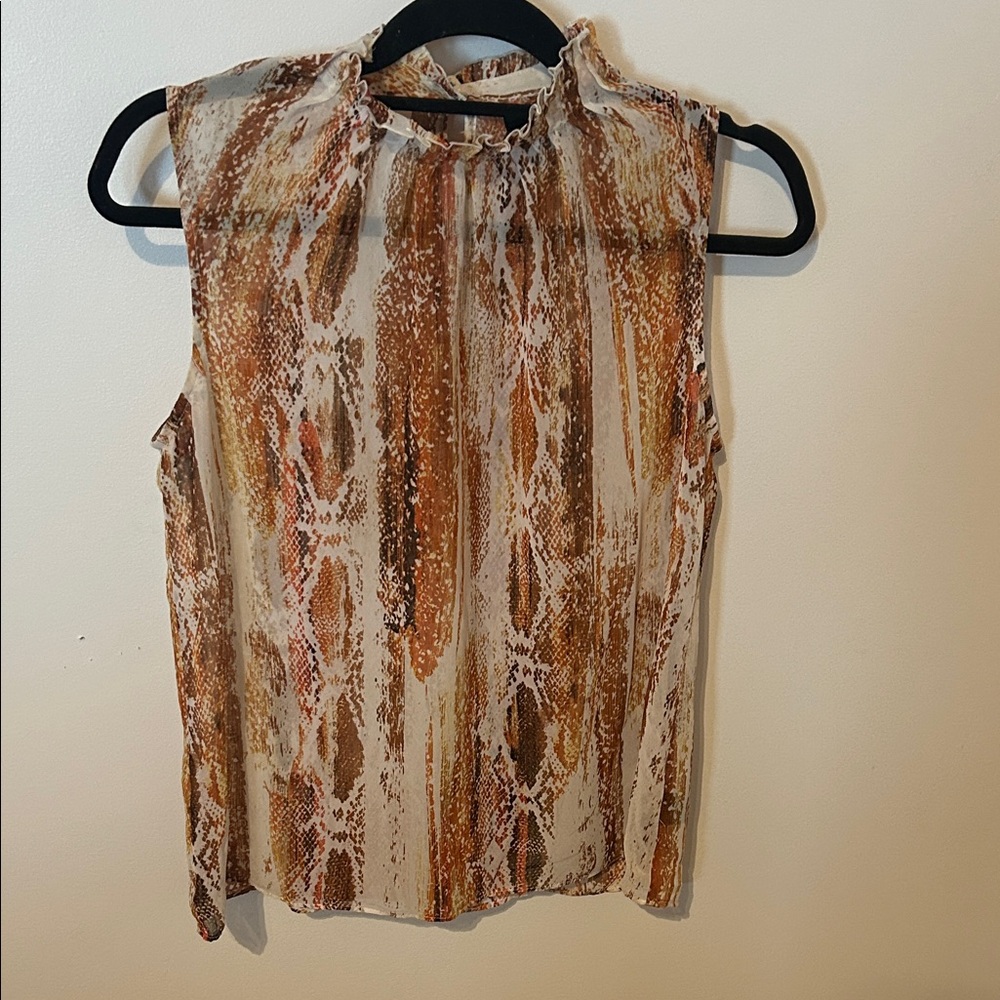 Worthington Brown and Tan Sleeveless Blouse
